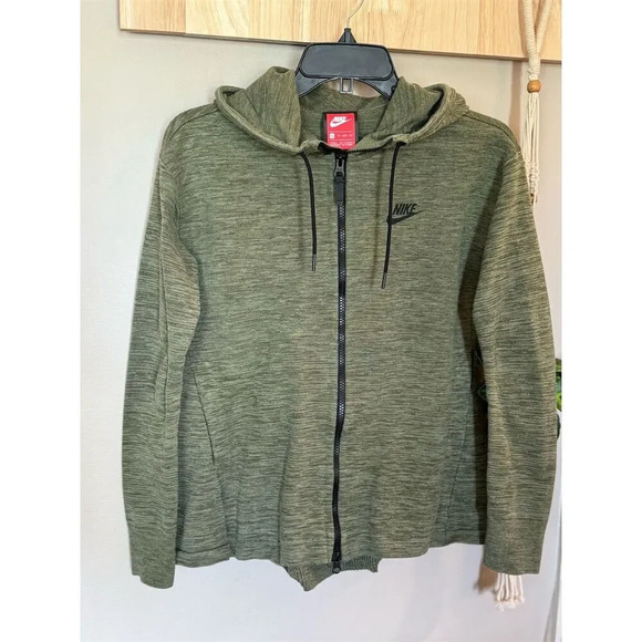 Nike Women's Tech Knit Jacket XS Green Hooded Full-Zip Casual - Picture 7 of 10